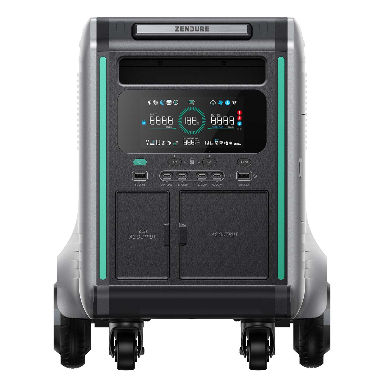 Generador Solar Zendure SuperBase V4600: 4608Wh de almacenamiento, 3800W de potencia, y 800W de capacidad solar.
